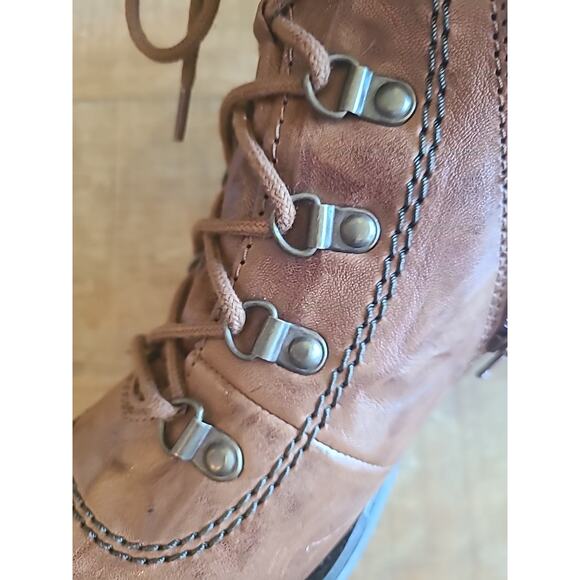 Josef Seibel Women's Sanja 09 Leather Combat Ankle Boot Cognac Brown Green EU 41 - Picture 5 of 12